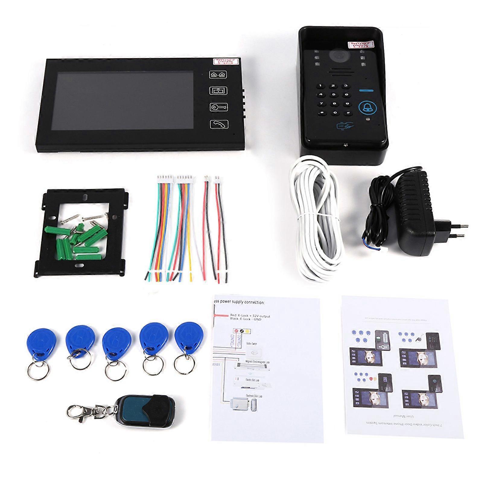 7'' Touch LCD RFID Video Phone Intercom Doorbell Home Security Password System