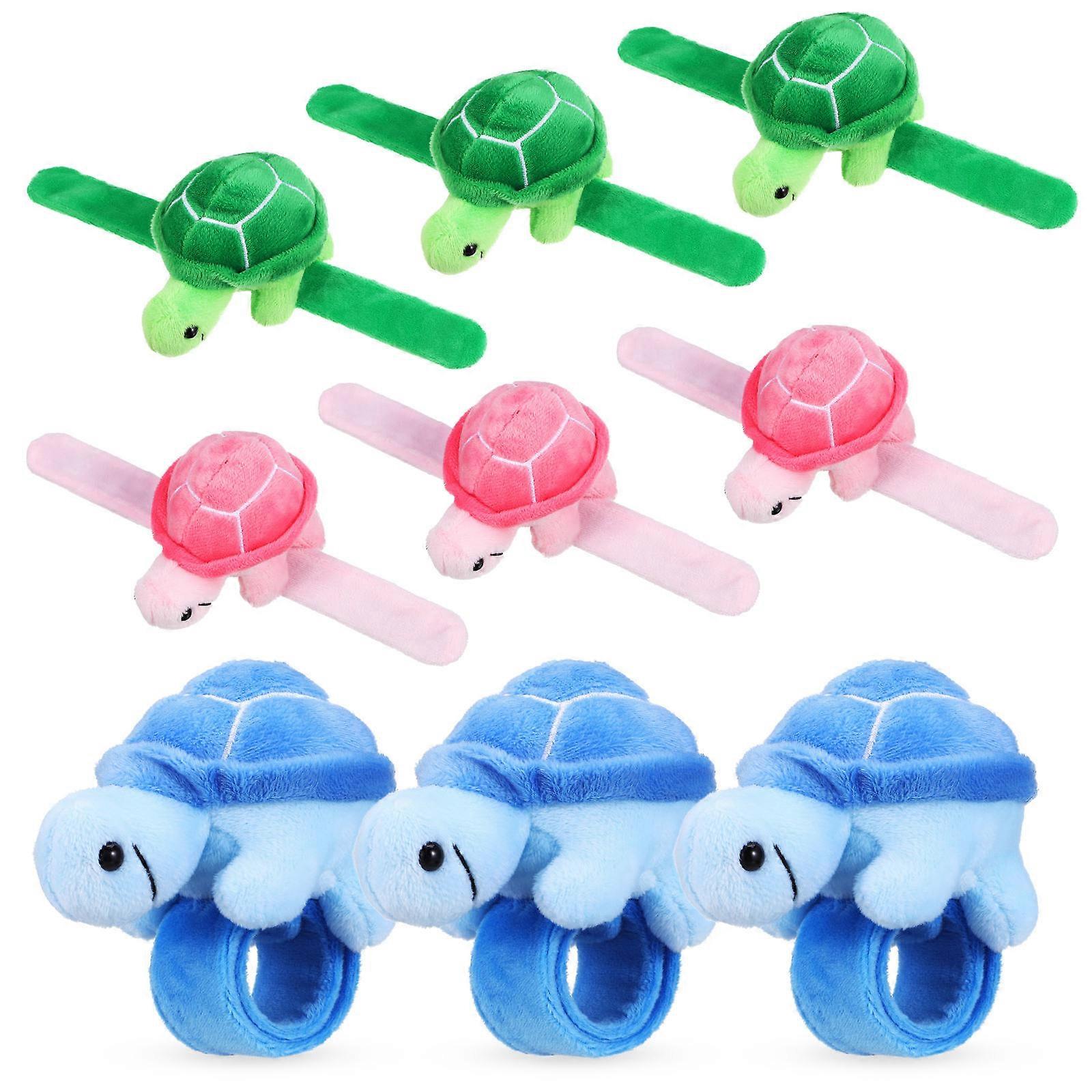 Soft Plush Turtle Slap Bracelets for Kids 18Pcs Cute Animal Wristbands