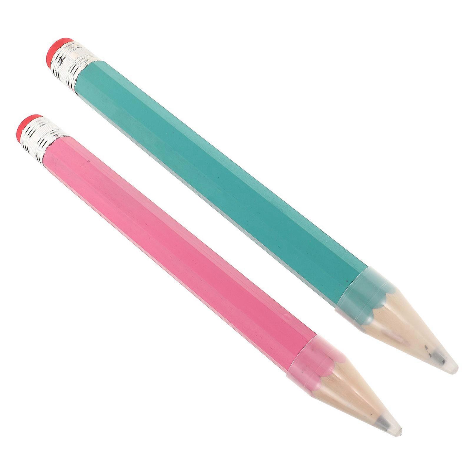 2Pcs Wooden Jumbo Pencils for Decoration Use Assorted Colors
