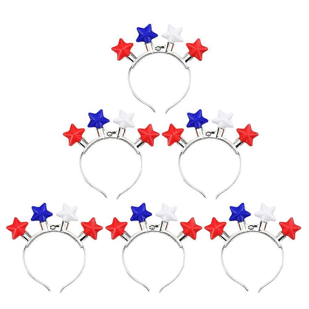 6Pcs Luminous Independence Day Headbands for Partygoers in Silver Abs Material
