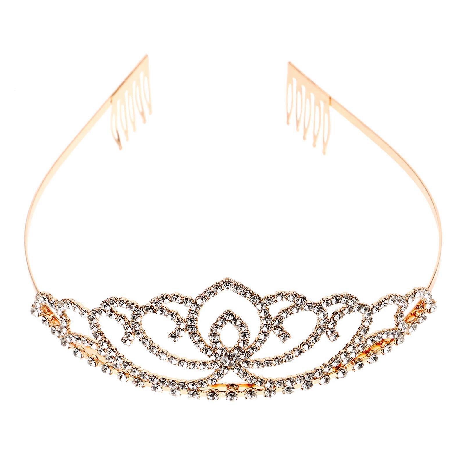 Red Tiara Crown Bridal Head Decoration 2Pcs Side Combs