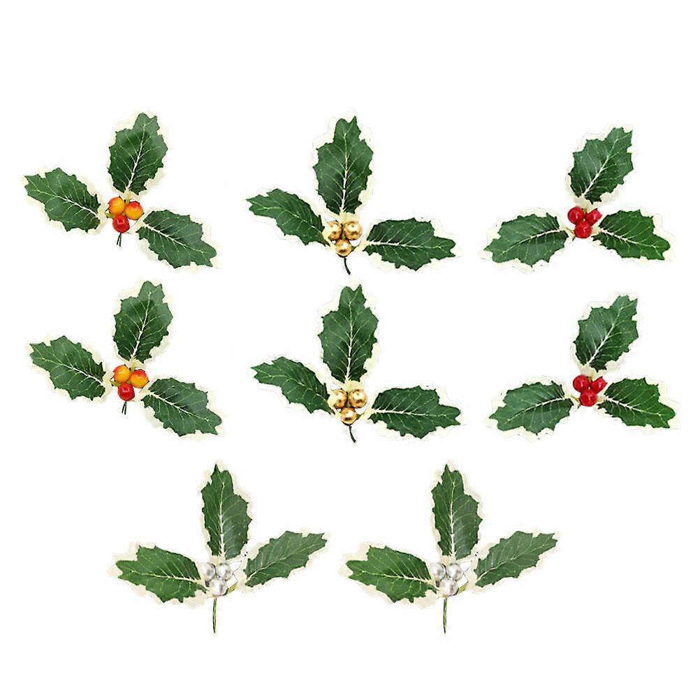 Holly Leaves Artificial Small Berries for Decoration 16Pcs
