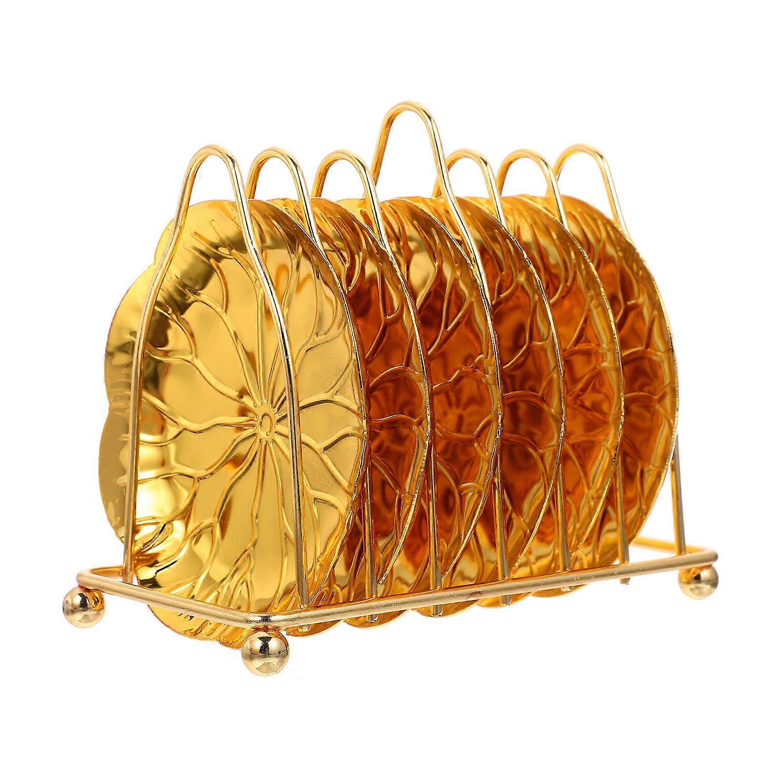 Multipurpose Serving Plates Iron Material Square Shape Home Food Shop Parties Golden Color Storage 1 Set