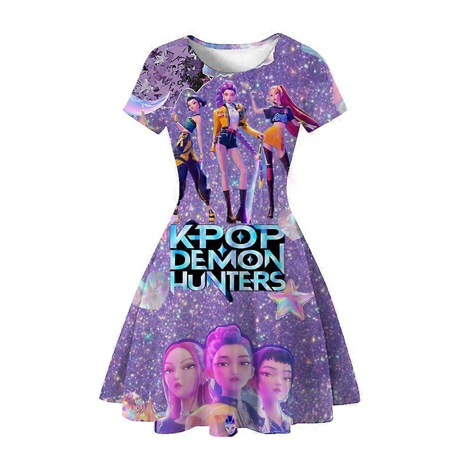 KPop Lovci démonů, 3D tištěná sukně, princeznovské šaty, dívčí párty šaty 09 _a