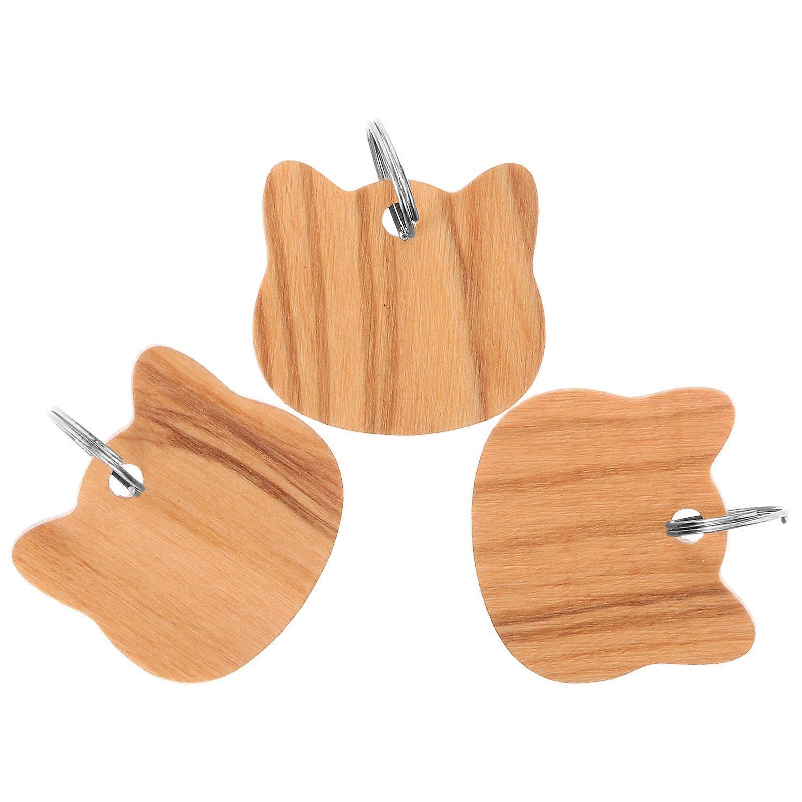 Wooden Pet Name Tag 6 Pcs Cat Head Shape Ideal For Pet Owners Identification DIY