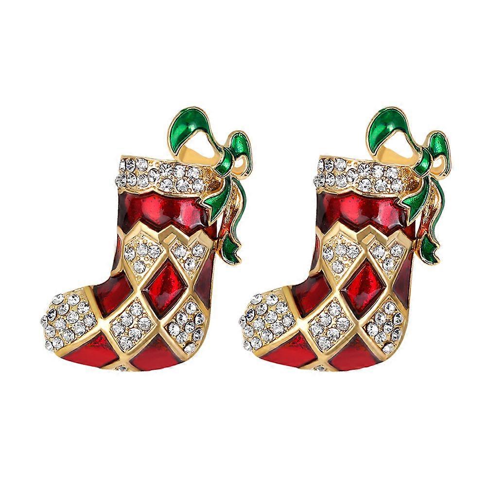 Christmas Breastpin Multi Color Sock Design for Holiday Use 4Pcs