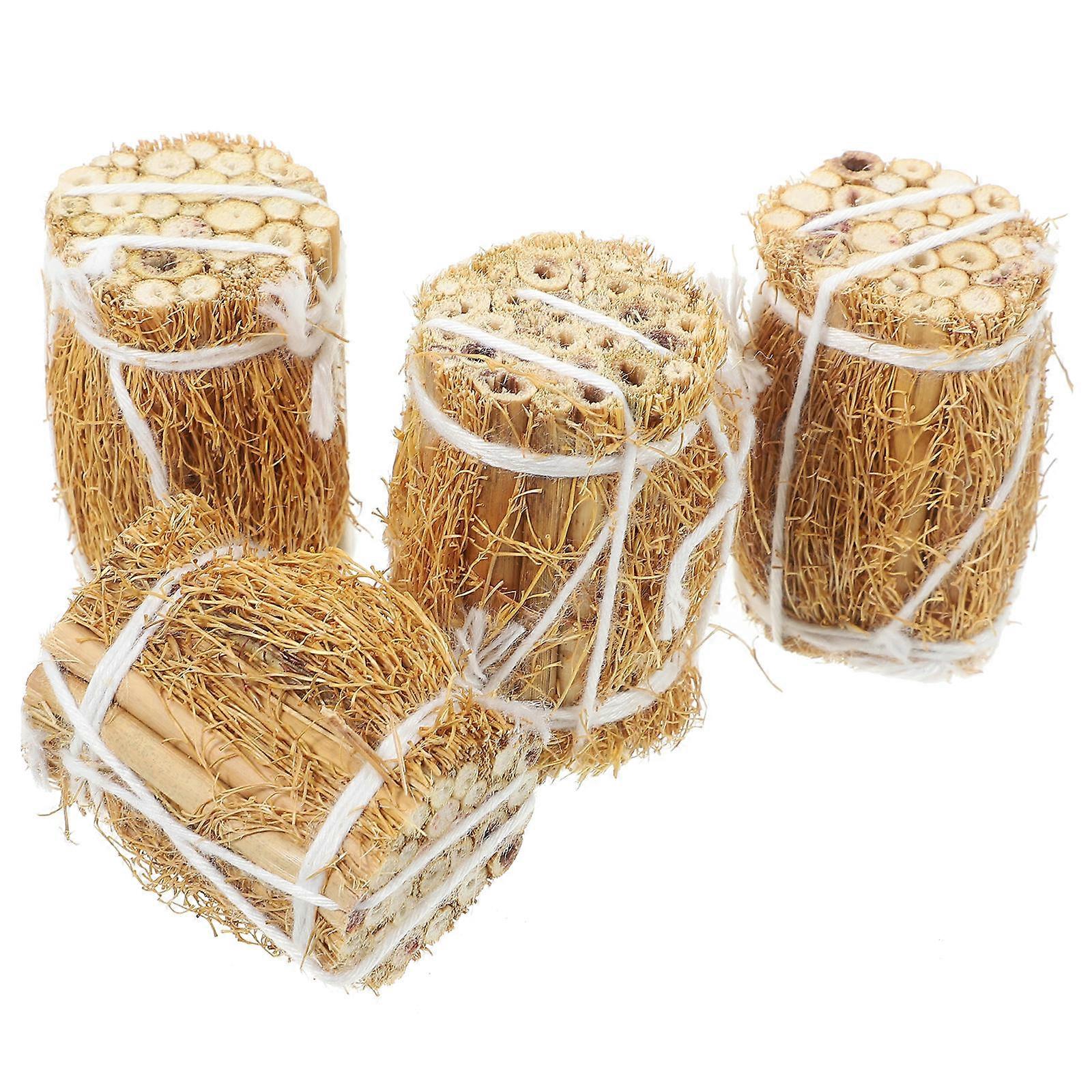 Mini Bale Model Doll House Decoration for 16Pcs Brown Wooden Haystack