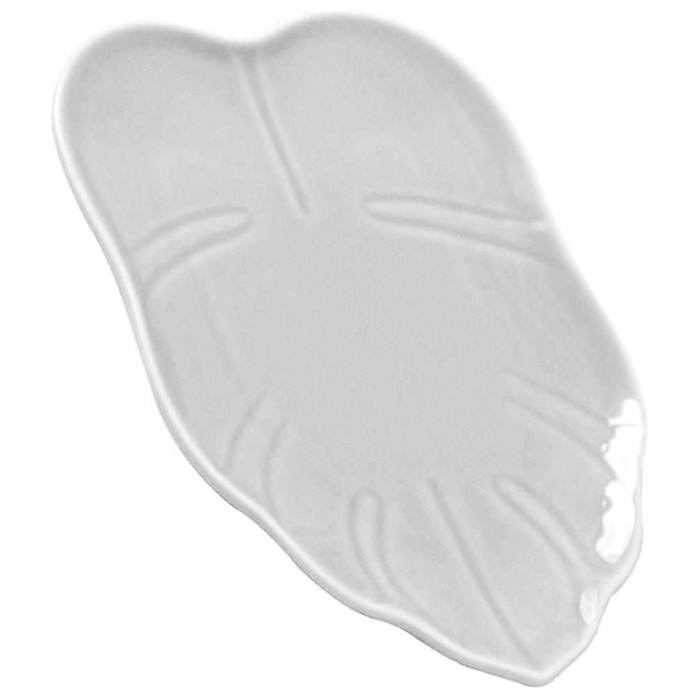 Leaf Shaped Ceramic Dessert Plate Serving Plate for 3Pcs Food Display