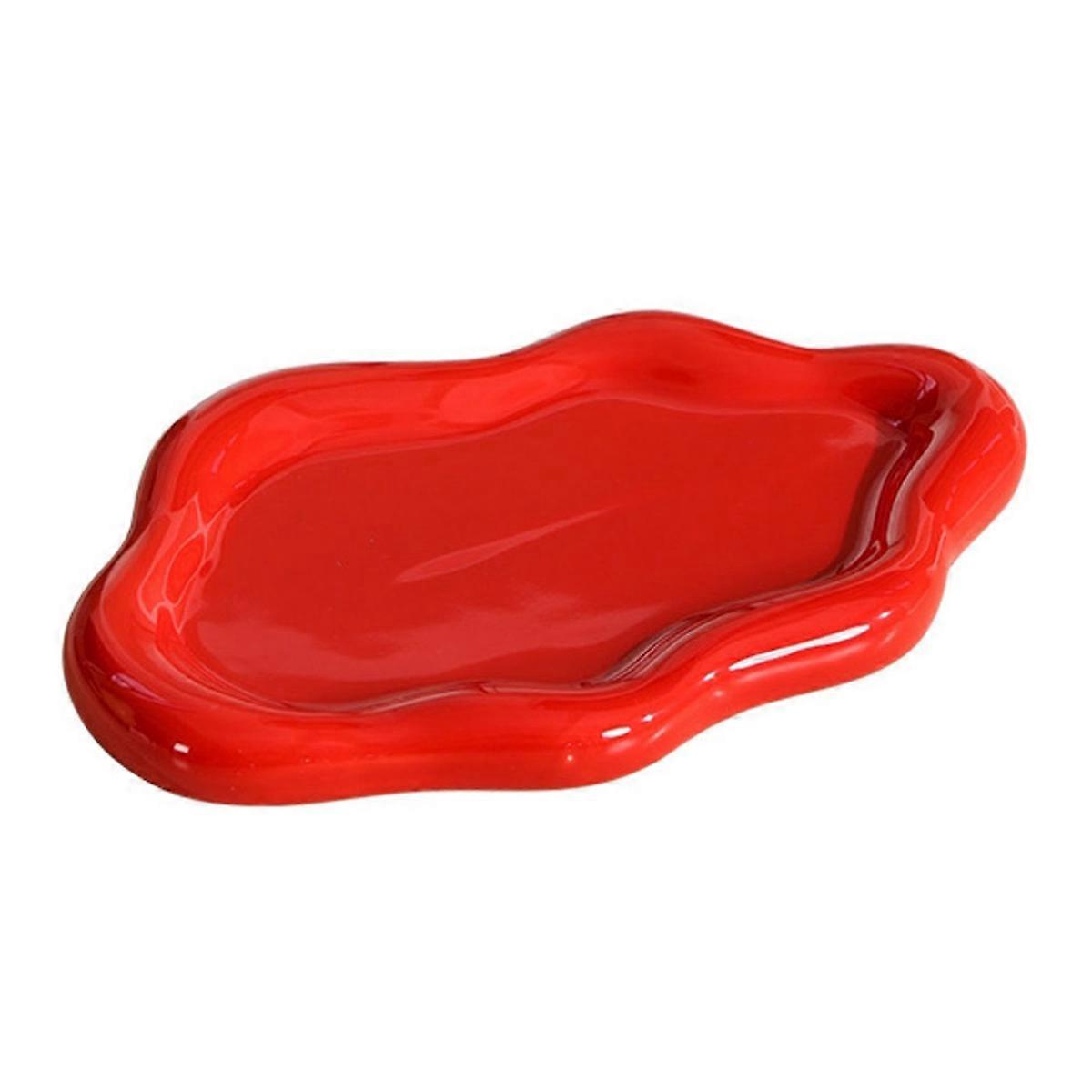 Ceramic Jewelry Tray Dish for Ring Key Trinket Cloud Shape Decor, C