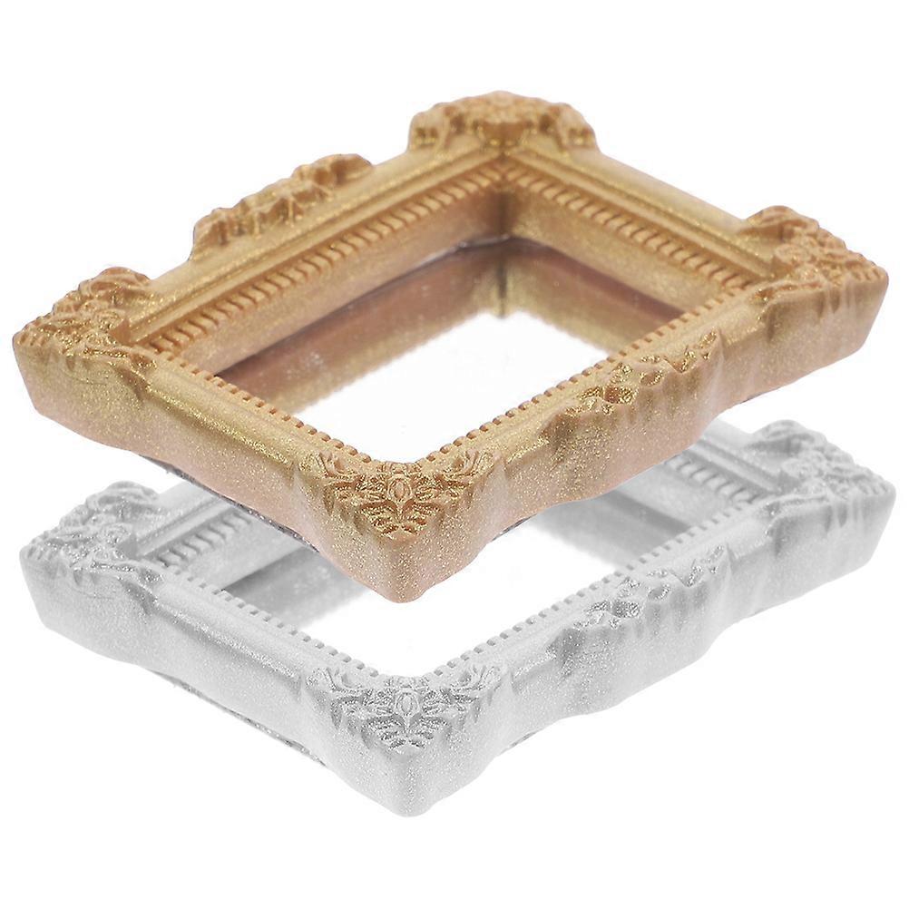 Miniature Resin Mirror Dolls House Mirror for Home Use 2Pcs Assorted Color