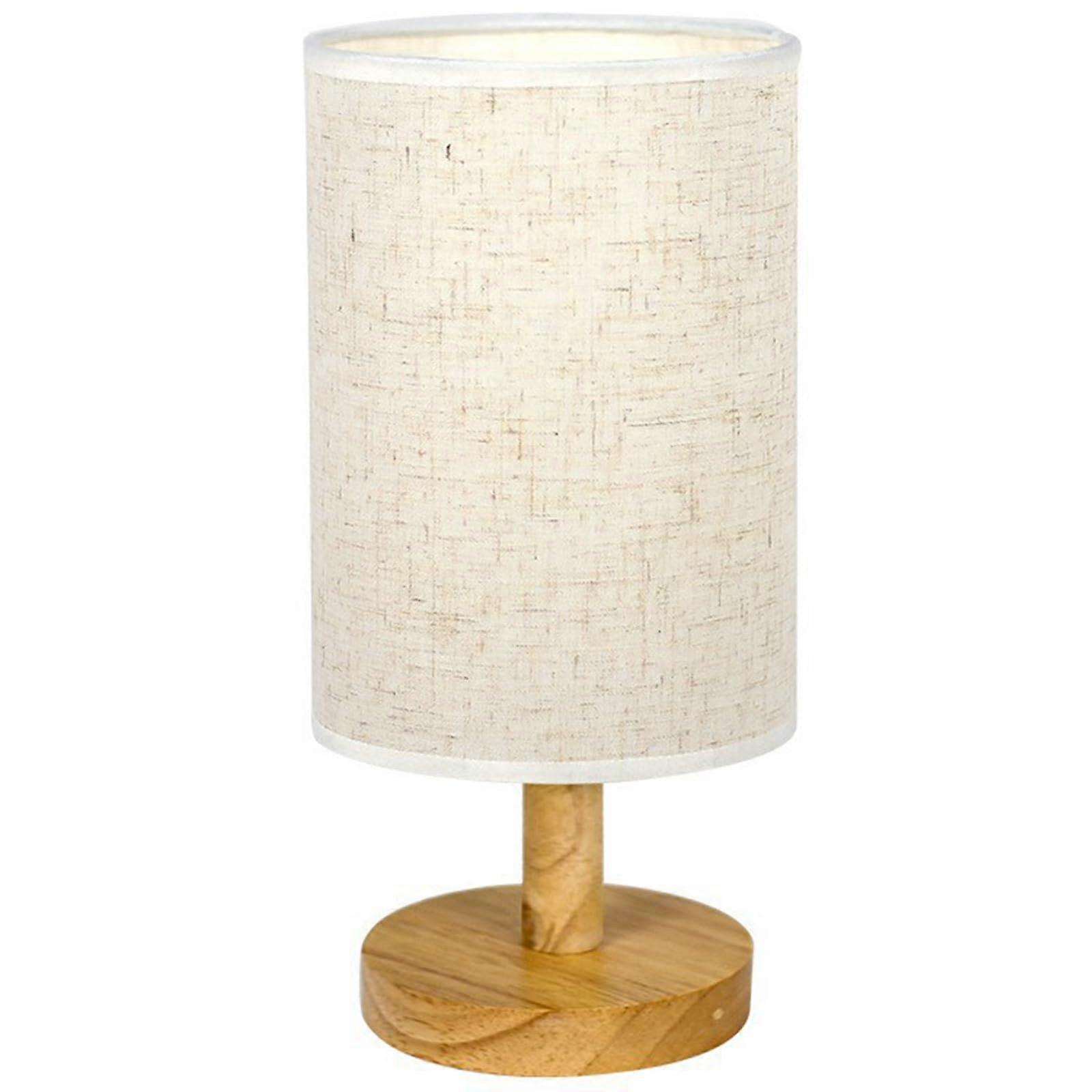 Bedside Lamp for Bedroom USB PlugIn With Fixed Warm Light, Solid Wood Base, Fabric Shade, Gray LE15 Grey