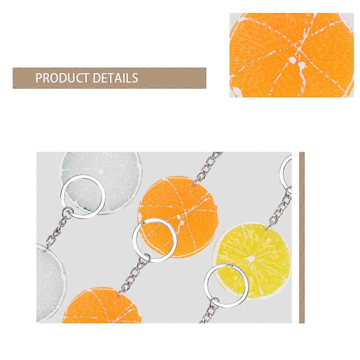 Practical Lemon Slice Keyrings for Key Storage 6Pcs in Assorted Color
