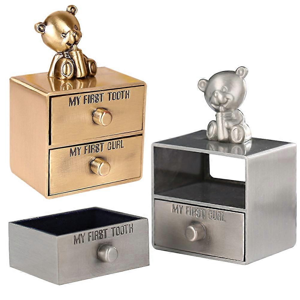 Baby First Tooth Box Metal Storage for 6Pcs Baby Curl Keepsakes