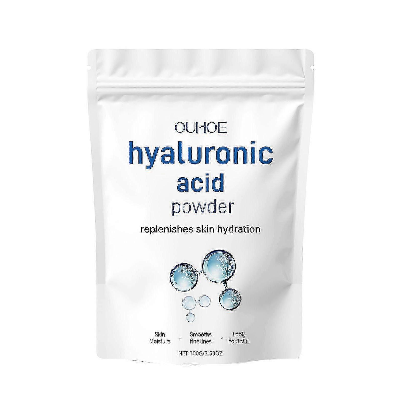 Poudre de sérum d’acide hyaluronique, masque facial soluble dans l’eau, poudre d’acide hyaluronique pour l’hydratation de la peau et le soutien de l’hydratation, faible poids moléculaire, 100g