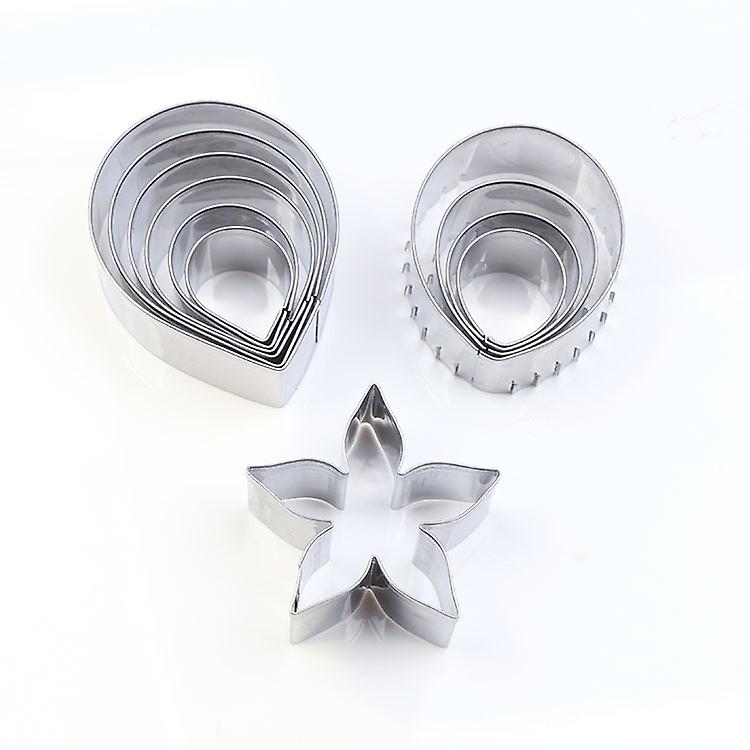 Rose Petal Leaves Flower Cookie Cut Mold - 11pc/