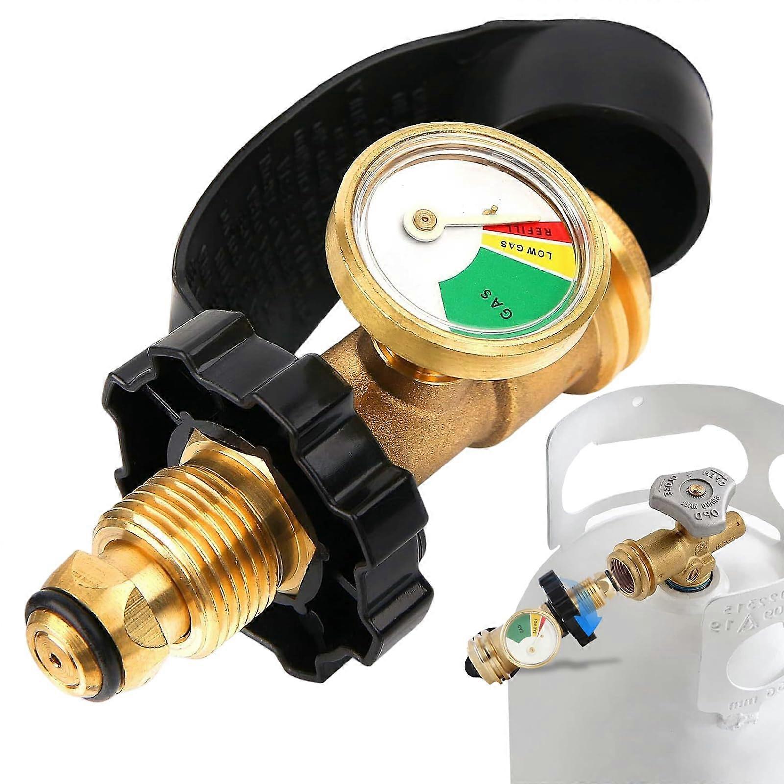 Propane Gauge For Tanks, HeavyDuty Tank Level Indicator With ColorCoded Dial, Metal Adapter For BBQ Grill Cylinders