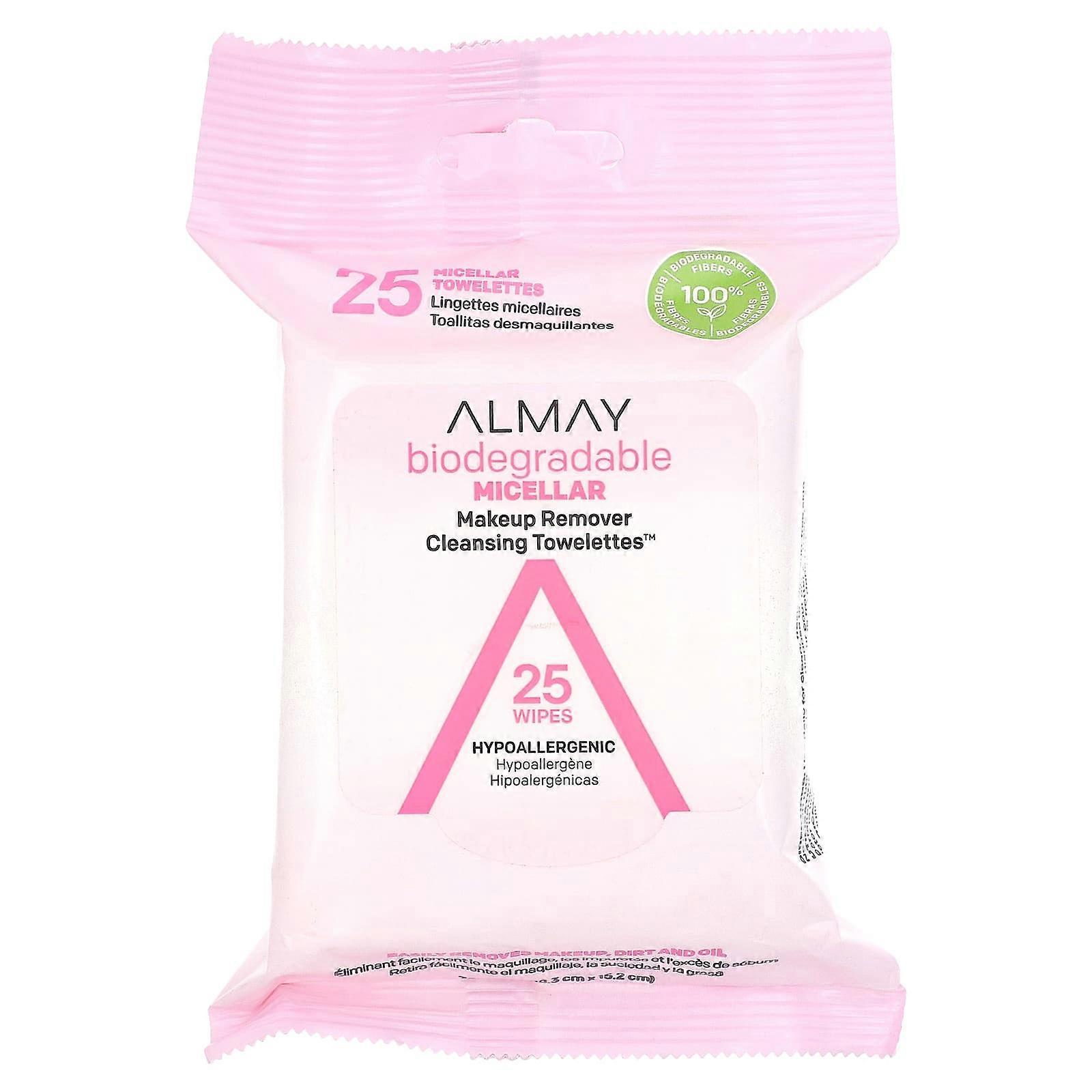Makeup Remover Cleansing Towelettes, With Micellar , 25 Wipes