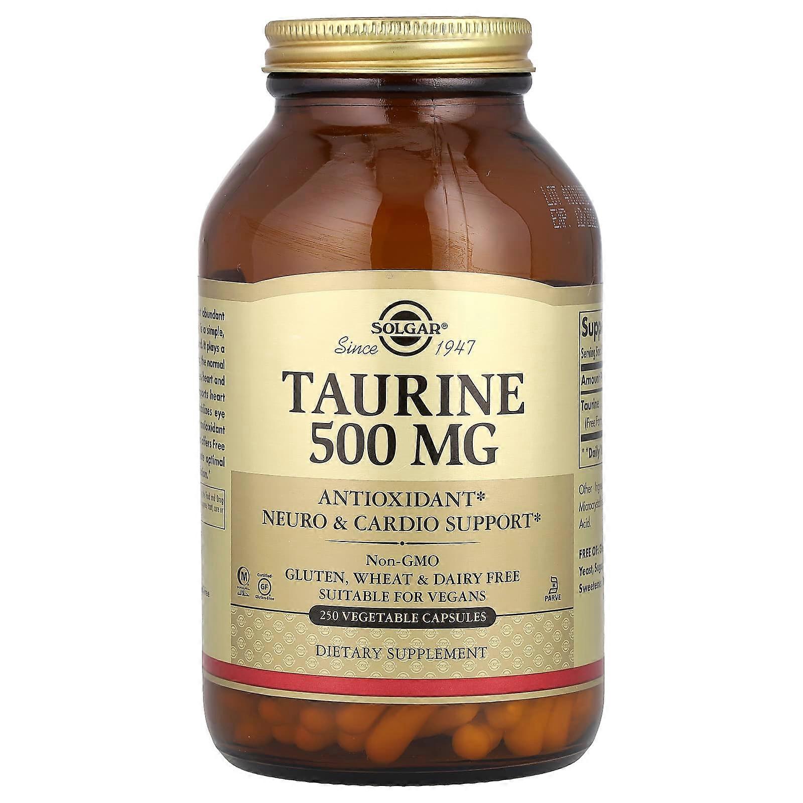 Solgar, Taurine, 500 mg, 250 Vegetable Capsules