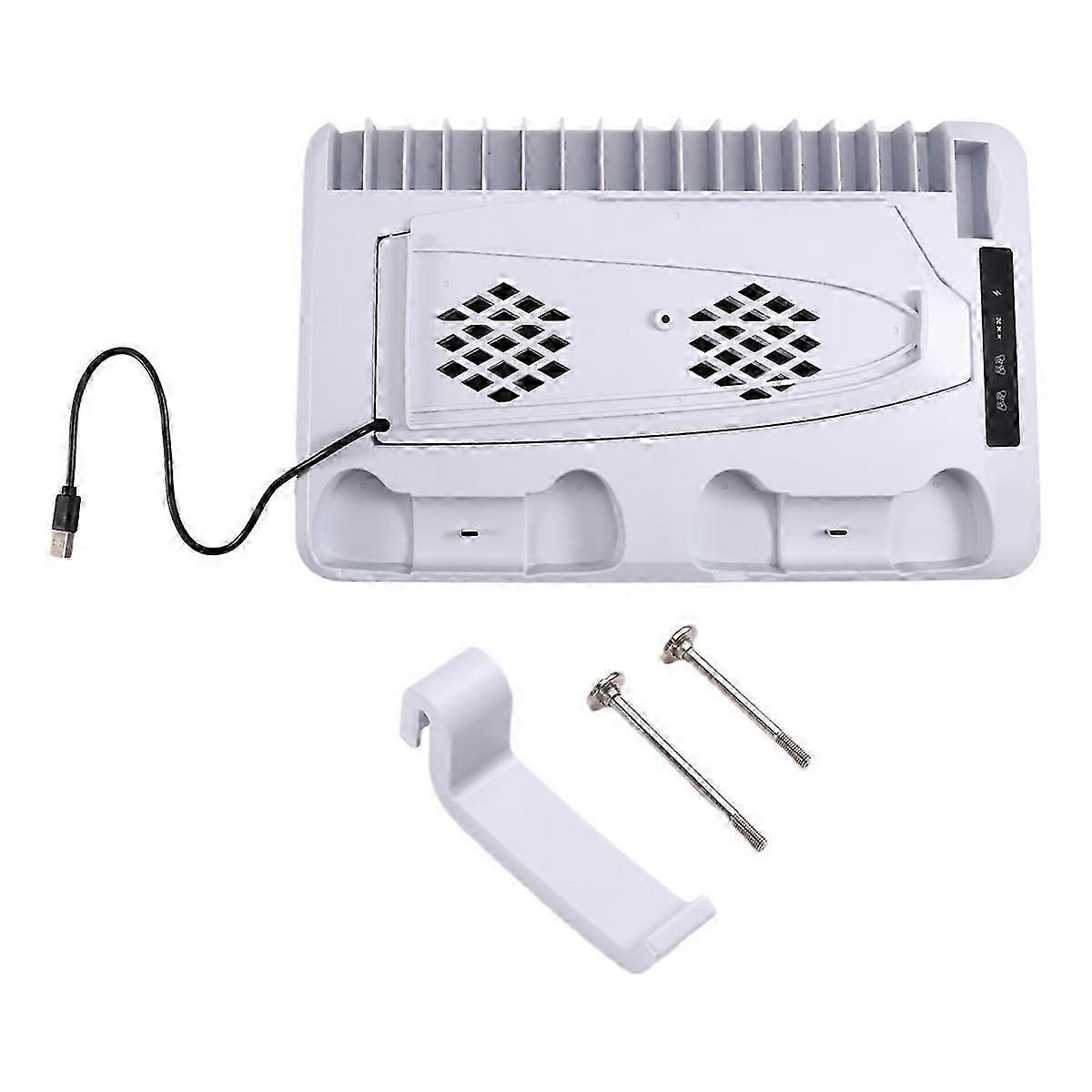 RGB Cooling Base Gamepad Charging Stand for PS5 Console Holder Headset Hook Game CD Storage Rack for