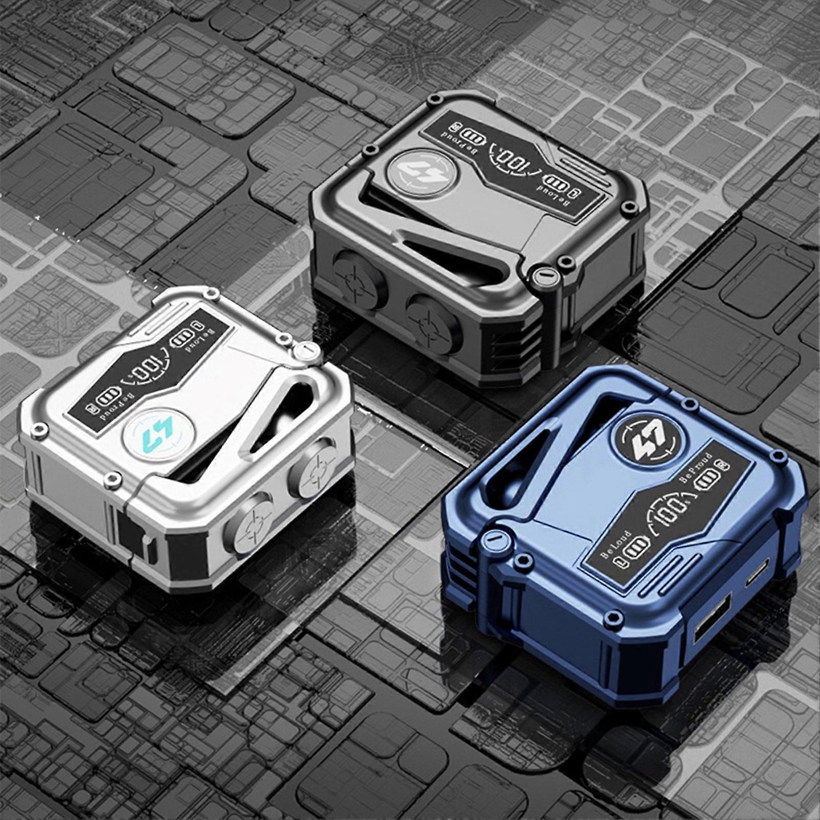 SUSUchens Wireless Earphones with Mic, Noise Reduction, HiFi Sound, Low Latency, LED Power Display, Stable Bluetooth 5.3, Silver