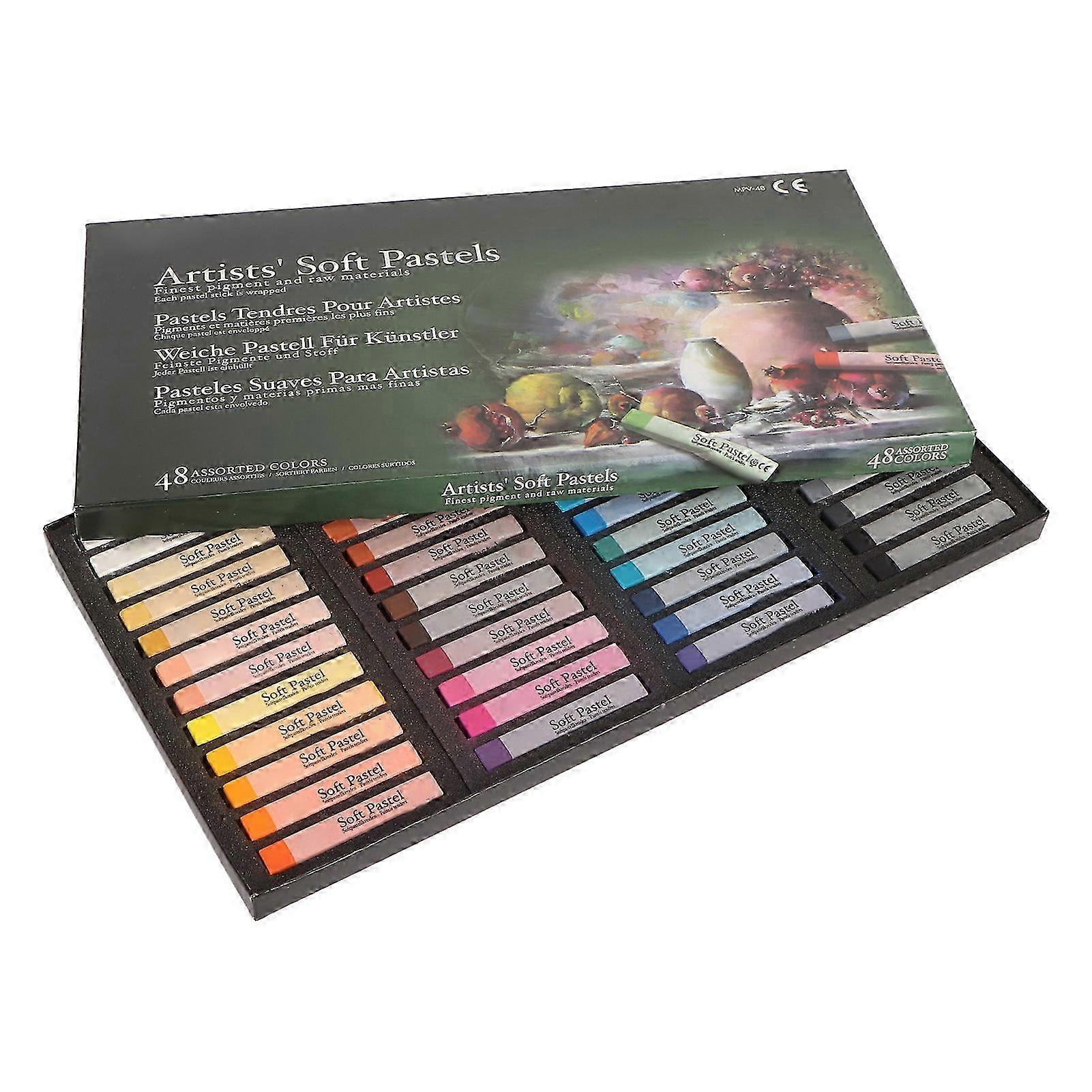 Soft Pastels 48 Colors High Adhesion Professional Harmless Chalk Pastels Set for Crafting Painting Graffiti 25-26