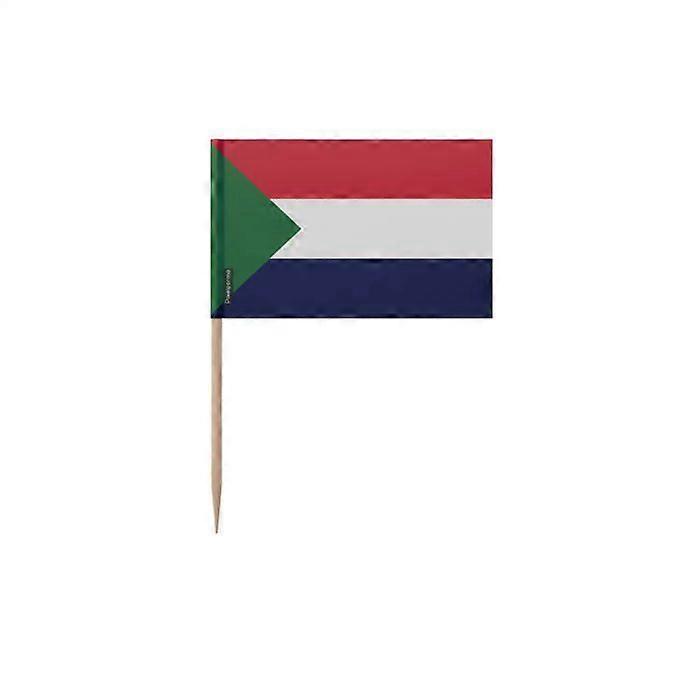 Toothpicks Sudan Flag - 12 cm - 100 pieces - Adhesive plastic - Bamboo stick - Pixelforma