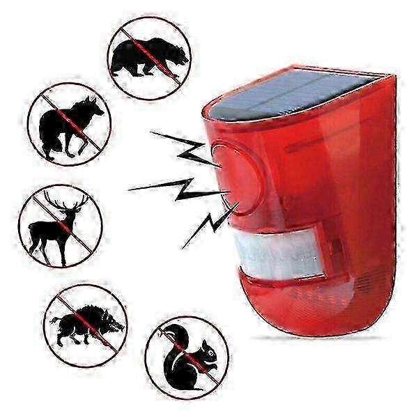 Audible and visual alarm, 6 LED lights, solar charging for 30 days of operation