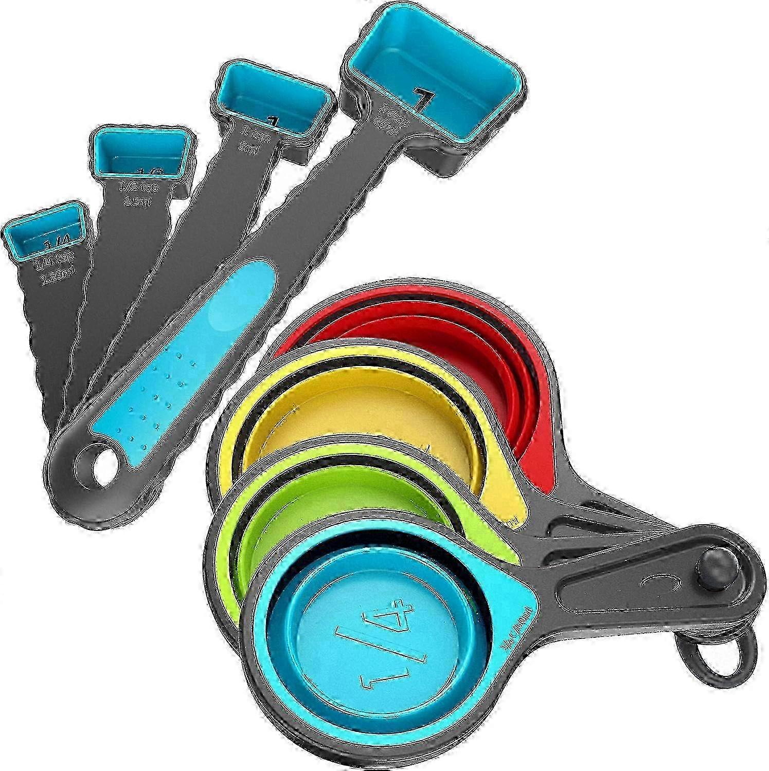 8-Piece Multicolor Measuring Cup Set with CollapsibleSpoons