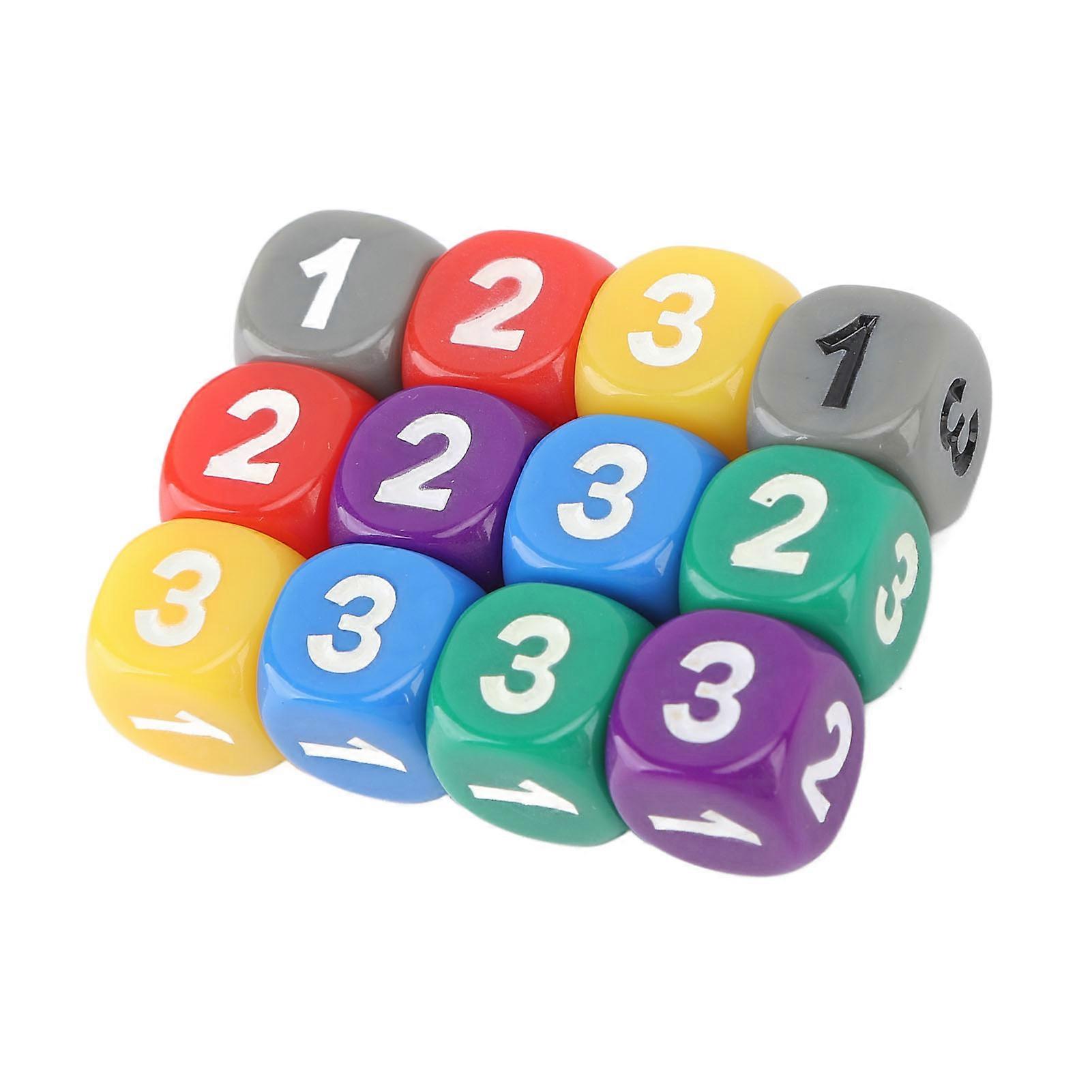 12pcs Six Sided Dice Rounded Corners Plastic Colored Dice for Math Counting Teaching 