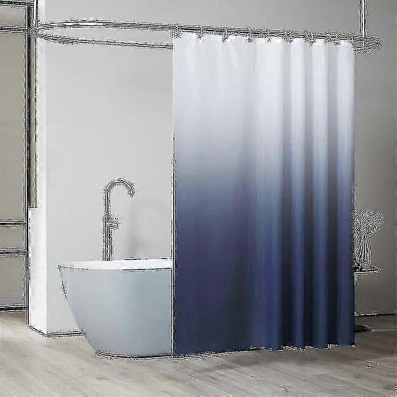 シャワーカーテン200x200 cm、12フック付き、エクストラワイド、加重、カビ防止、ダークブルー、防水、大型シャワーカーテン、ポリエステル生地f54