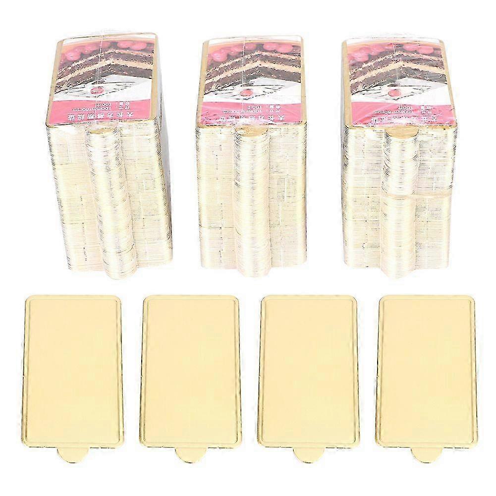 300Pcs Gold Rectangular Mousse Cake Dessert Board Base Cardboard Baking Tools 100x60mm