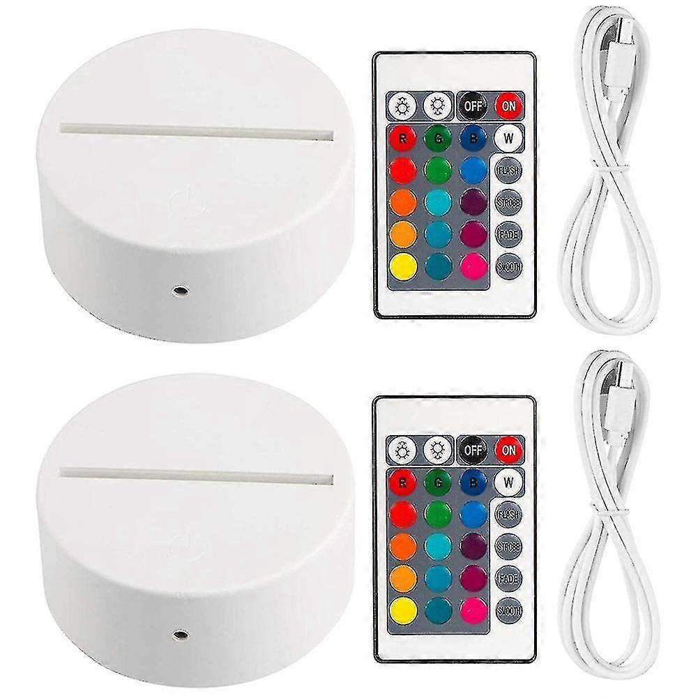 2 Pack 3d Night Led Light Lamp Base + Remote Control + Usb Cable, 16 Colors Light Show Display Stan  (tangling)