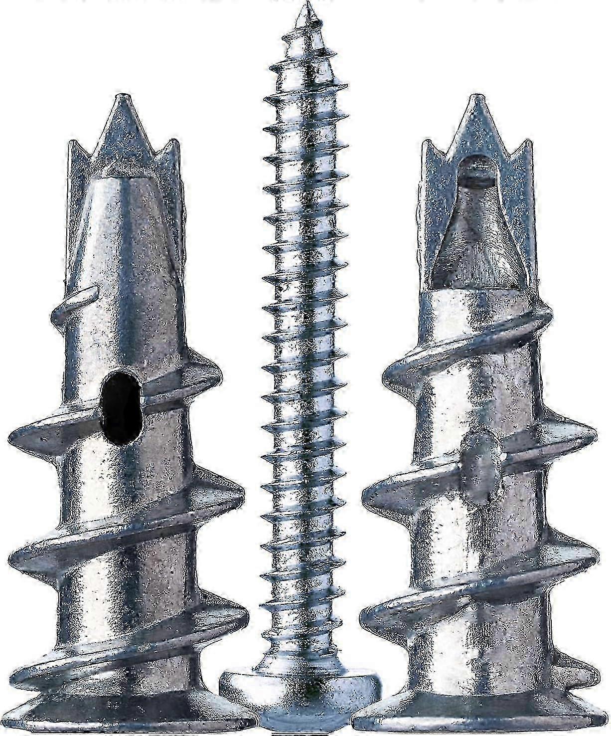 Dowels For, 100 Pieces Metal Dowels For Self-drilling Machines With Screws. For Fixing In Concrete, Bricks, Plasterboard, Etc.