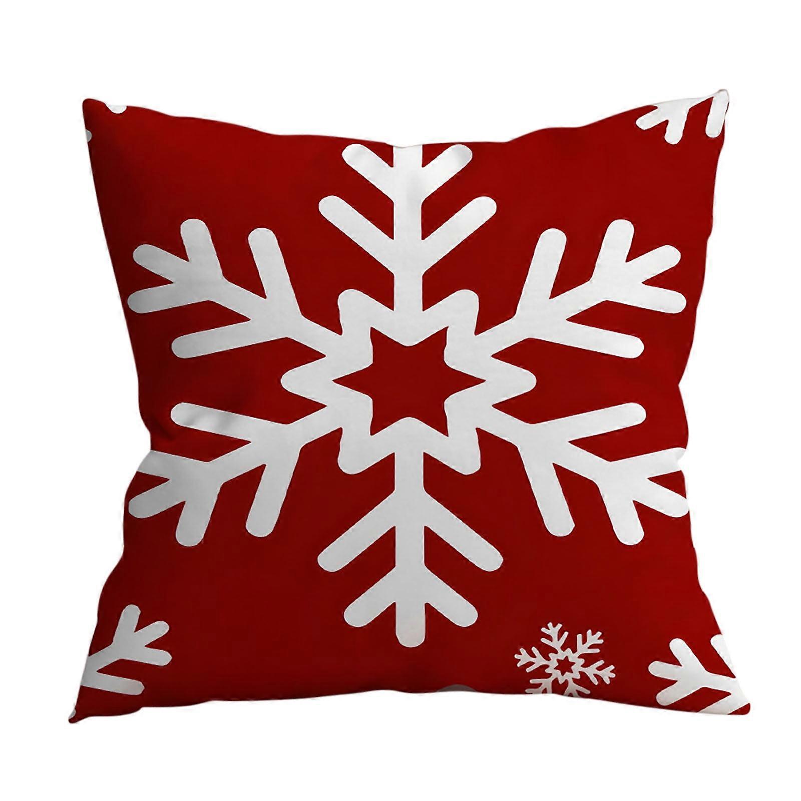 Christmas Pillow Cover with Red Tree & Snowflake Print, Holiday Sofa Cushion Cover – Compatible with Zeceouar Decorations