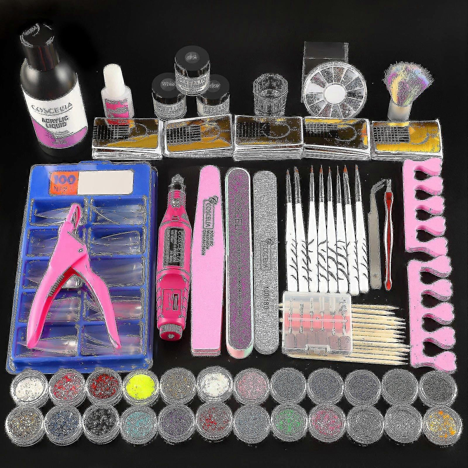 Xuchen Acrylic Powder Set Nail Drying Lamp Nail Drill Glitter All For Manucure Machines-outils Bross