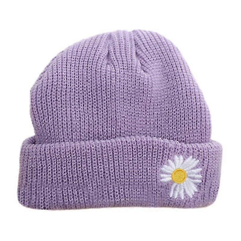 Vinter mode stil hatt mångsidig solid färg Daisy Stickad hatt utomhus varm