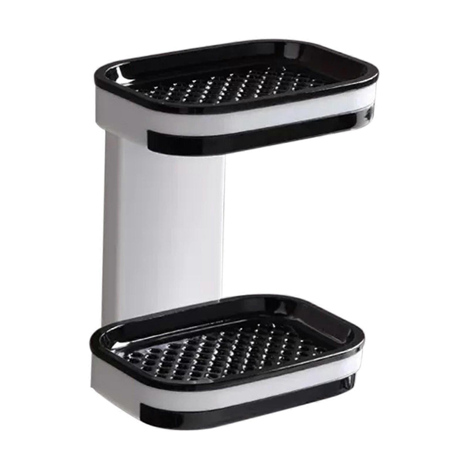 Ruhiku GW Soap Dish for Shower Bar Soap Holder Double Layer Wall Mounted Soap Saver Soap Container with Draining Tray Soap Case for Bathroom