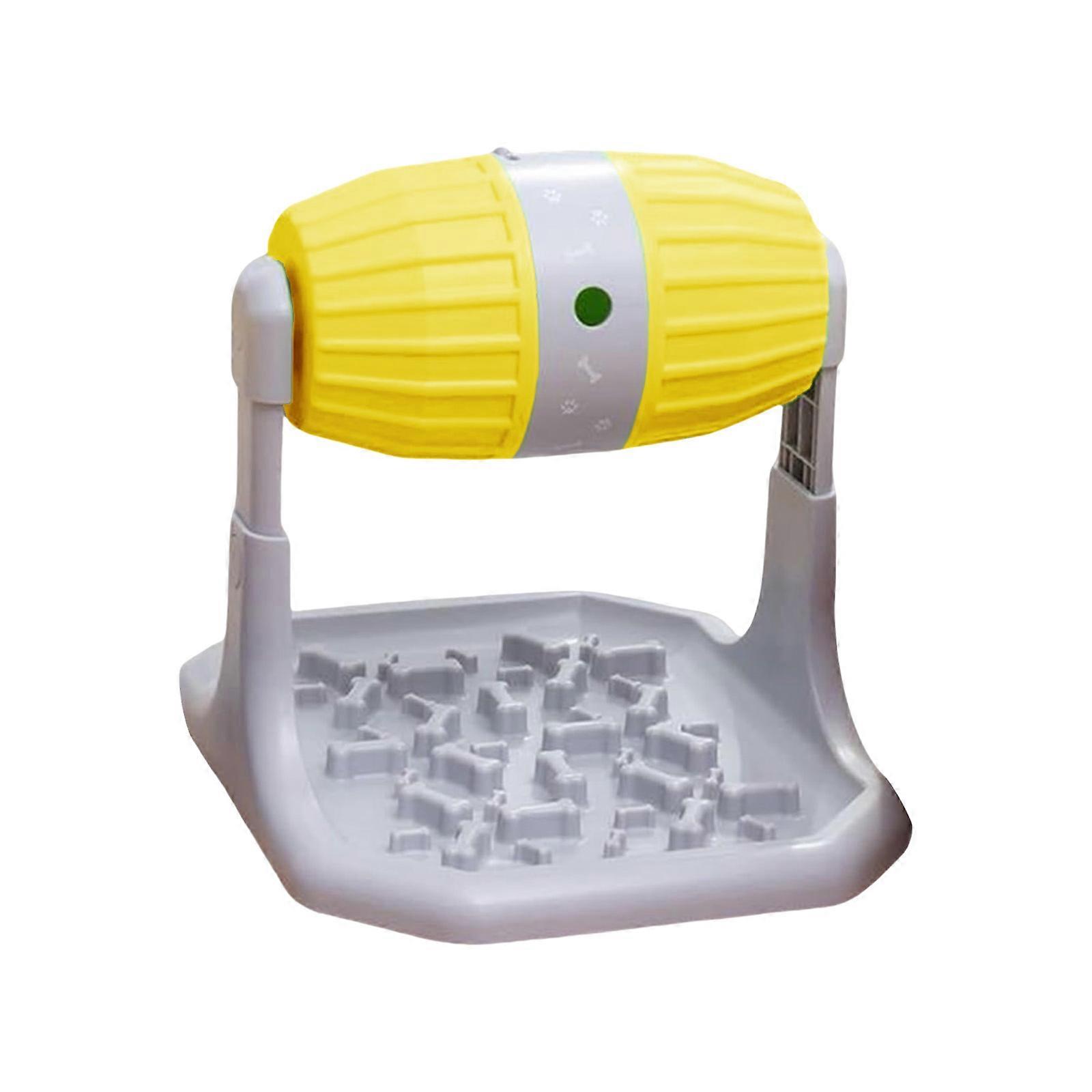 Slip Resistant Dog Treat Dispenser Rolling Puzzle Feeder Toy Customizable Food Port Interactive Mental Exercise Feeding Solution  Yellow