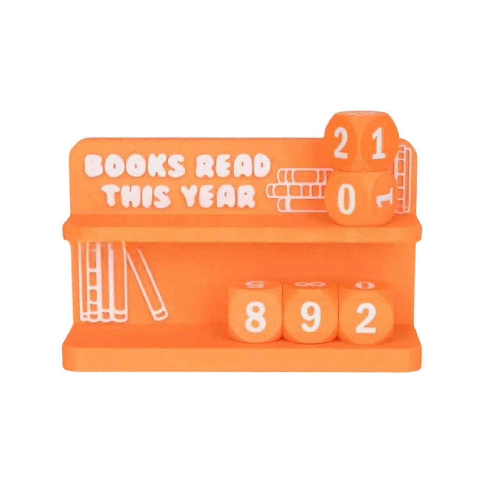 Bookshelf Decors Book Read This Year Counter,Challenge Gift for Book Lover,Interesting Desktop Ornament for Home Library  Orange
