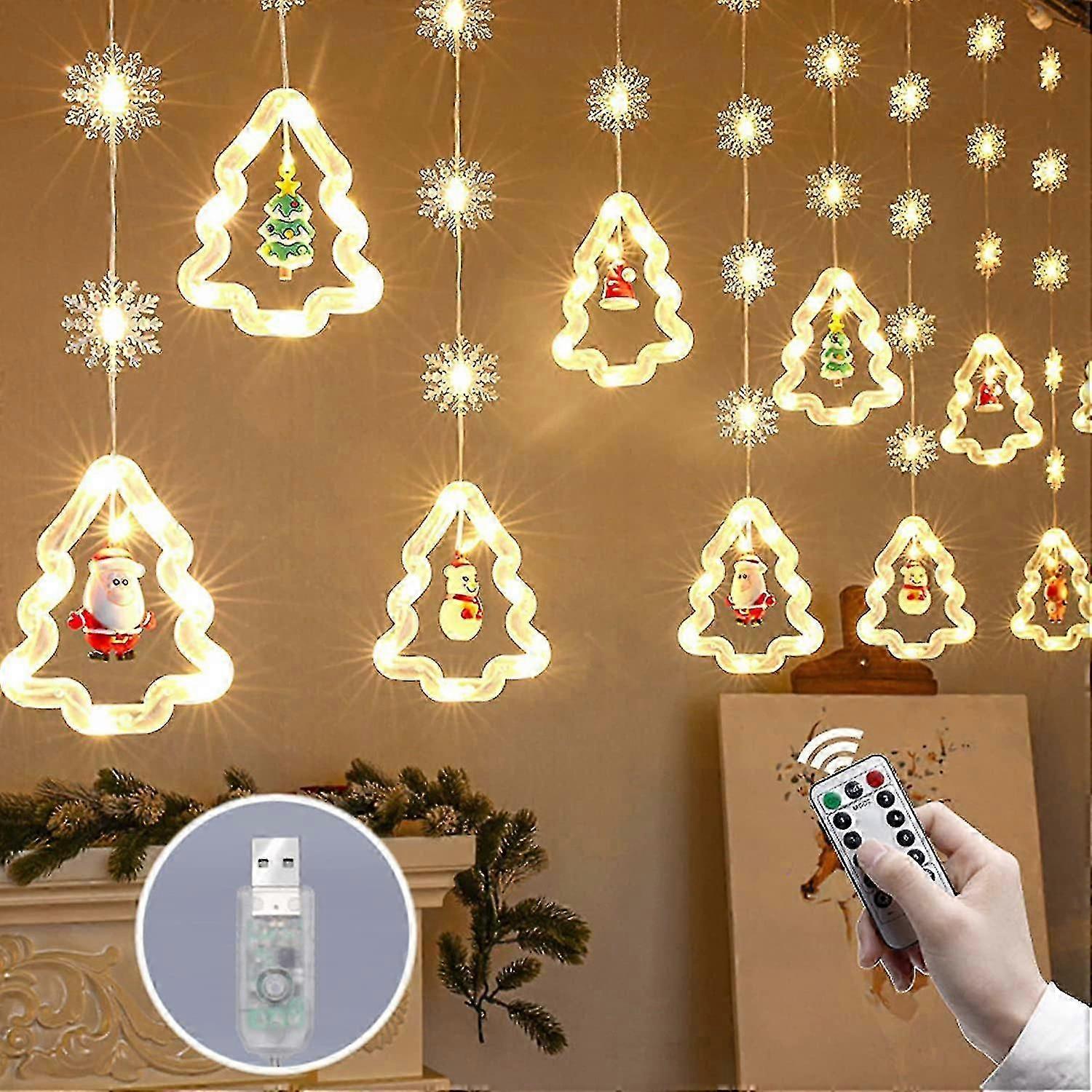 Guirlande lumineuse de Noël à 120 LED, 8 modes d'éclairage, avec télécommande, prise USB, 3 m, décoration de Noël