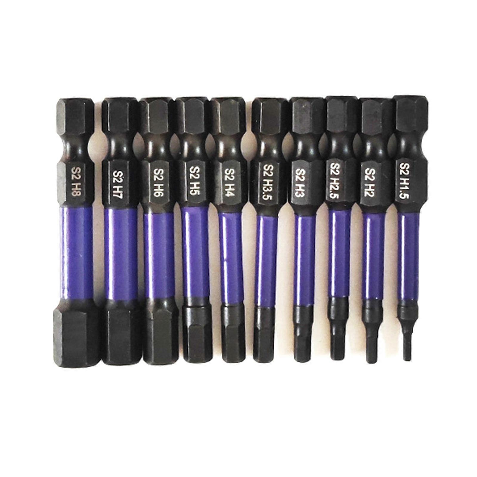 10Pcs Hex Head Allen Wrench Drill Bit Set Allen Screwdriver Bit Magnetic Hex Key Screwdriver Socket Set 1/4” Shank Multicolor
