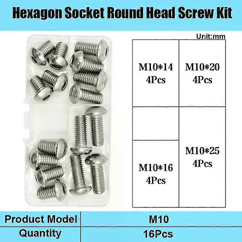 M2 M2.5 M3 M4 M5 M6 M8 M10 Hex Socket Screw A2-70 304 Stainless Steel Hexagon Button Cap Head Metric Machine Bolt Assortment Kit