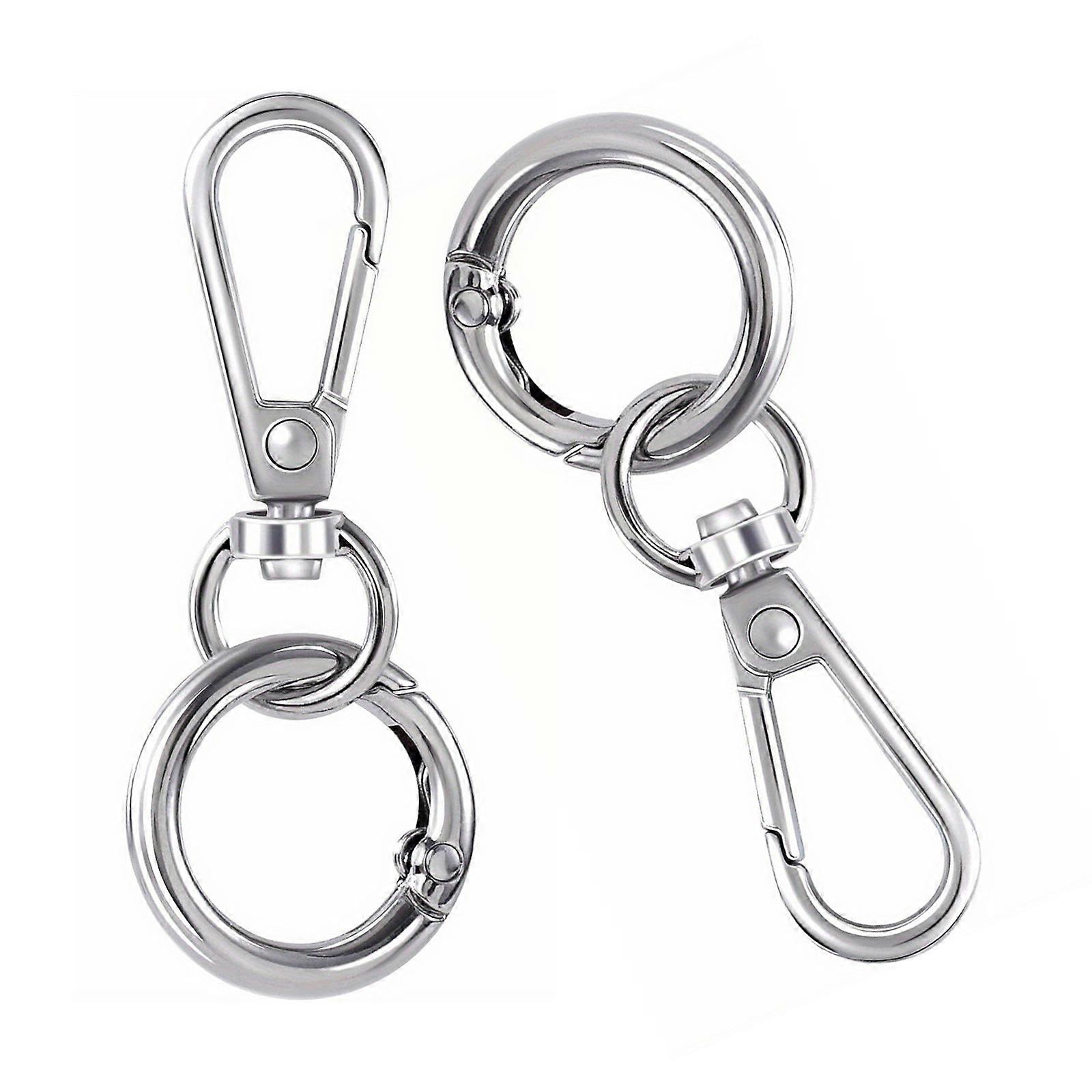 Swivel Clasps Lanyard Snap Hook with Key Rings,Key Chain Clip Hook Lobster Claw Clasps for Keychains Jewelry DIY Craft  Silver