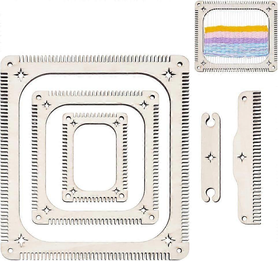 5 Pcs Weaving Loom Kit Rectangle Weaving Loom Kit with Weaving Comb and Weaving Tools Wooden Multi-Craft Weaving Loom for Beginners and Weaving Enthus