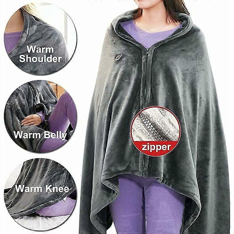 Wireless Heated Blanket Shawl, Portable USB Heated Blankets Heated Blanket with 3 Temperature Adjustment Levels Electric Heated Poncho Washable150 85c