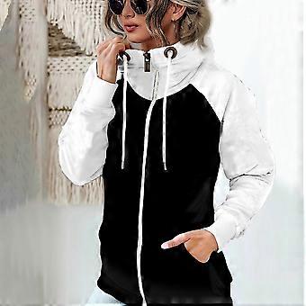 2025 Autumn Winter Women's High-neck Sweatshirt Casual Pocket Pile Collar Fleece Zipper Cardigan Color-blocking Velvet Coat
