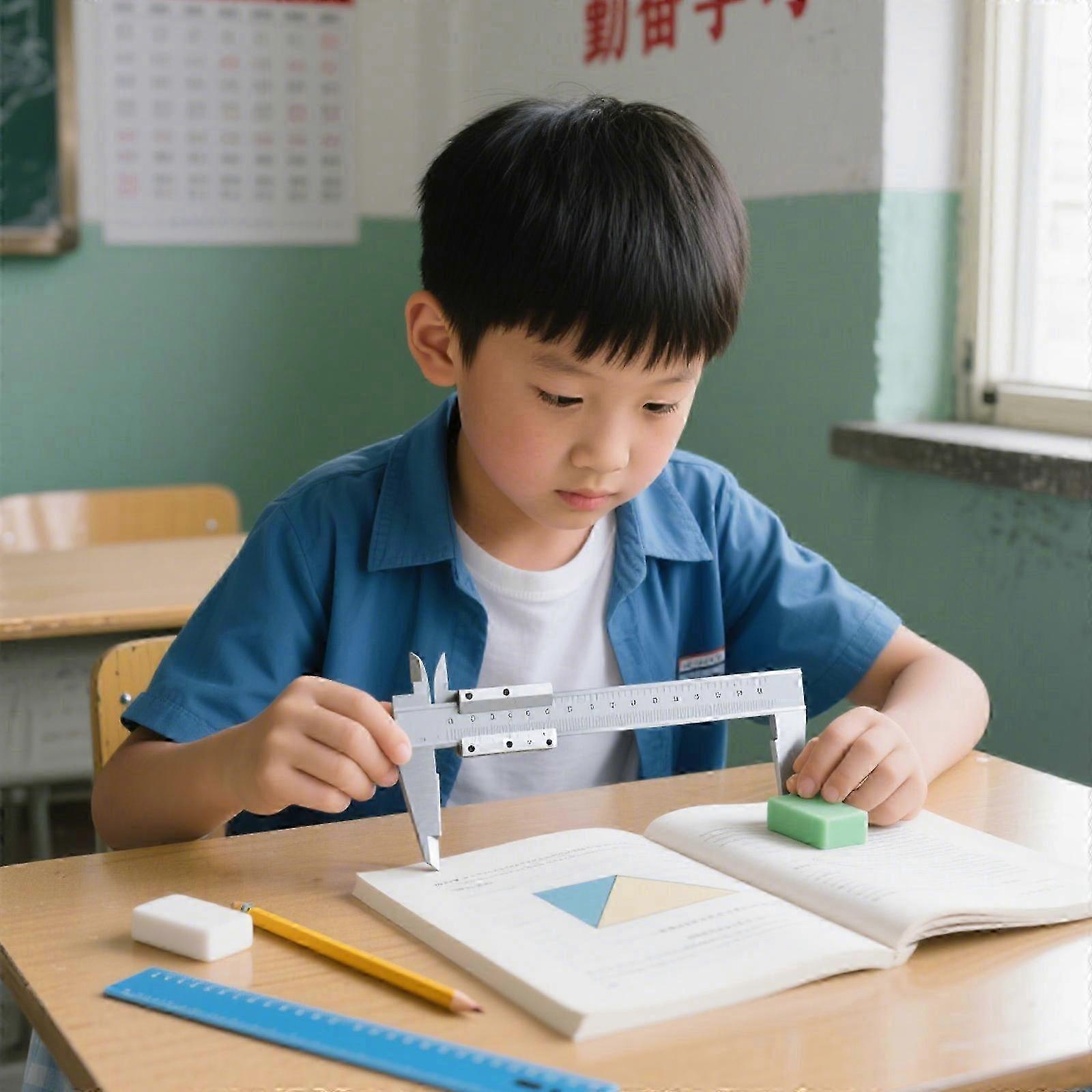 Student Friendly Plastic Caliper 150mm Length Double Measurement System With Easy to Read Vernier Scale Grey