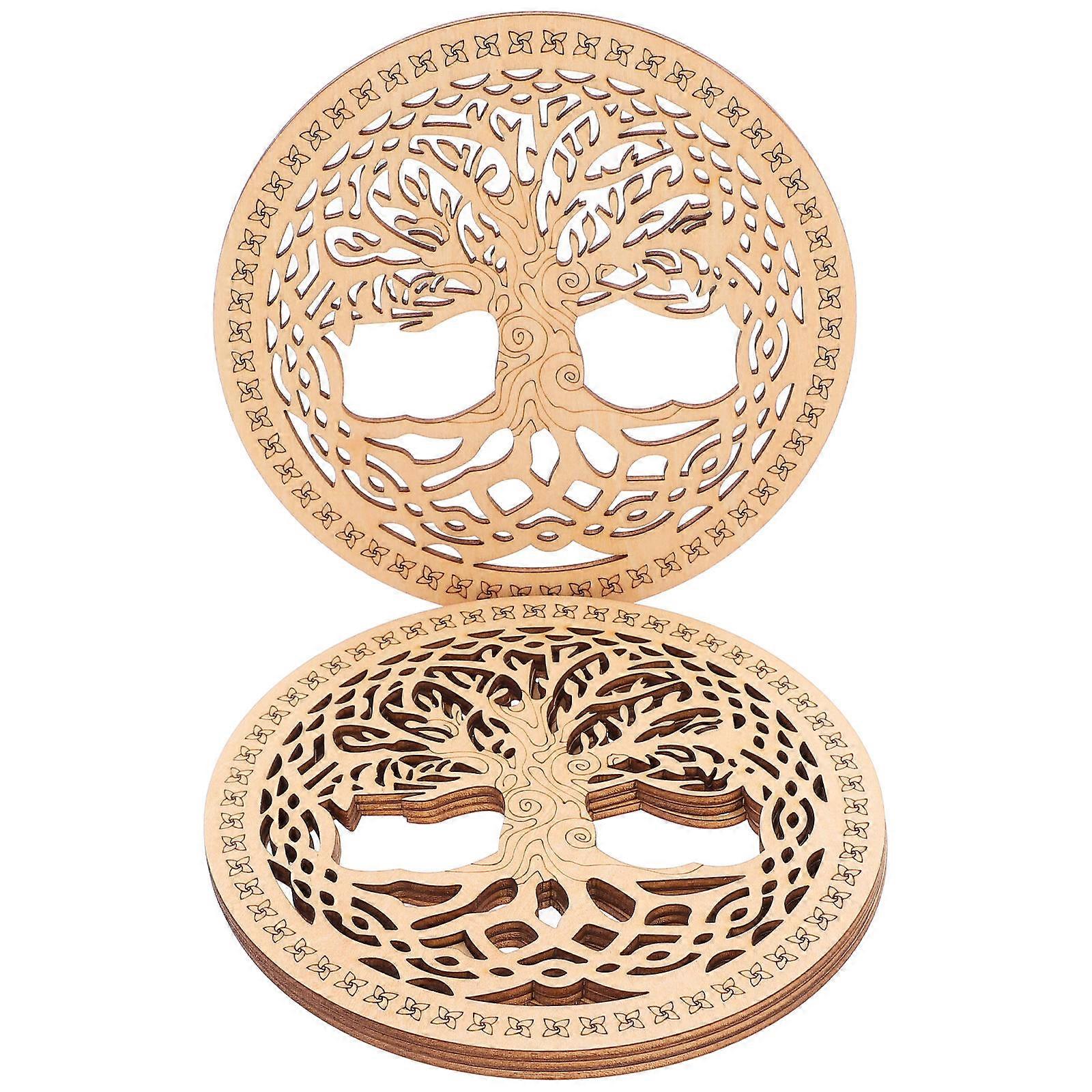 Wooden Table Mat Set of 4 for Home Use Khaki Kitchen Trivet with Hollow Design Non Slip