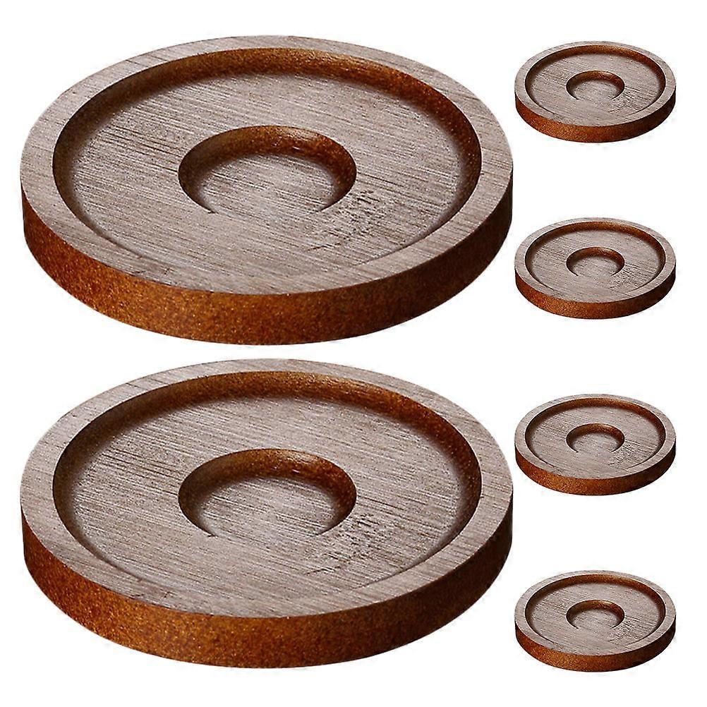 Wood Coasters Cup for Rotatable Insulation 6Pcs Rustic Drink Holder Set