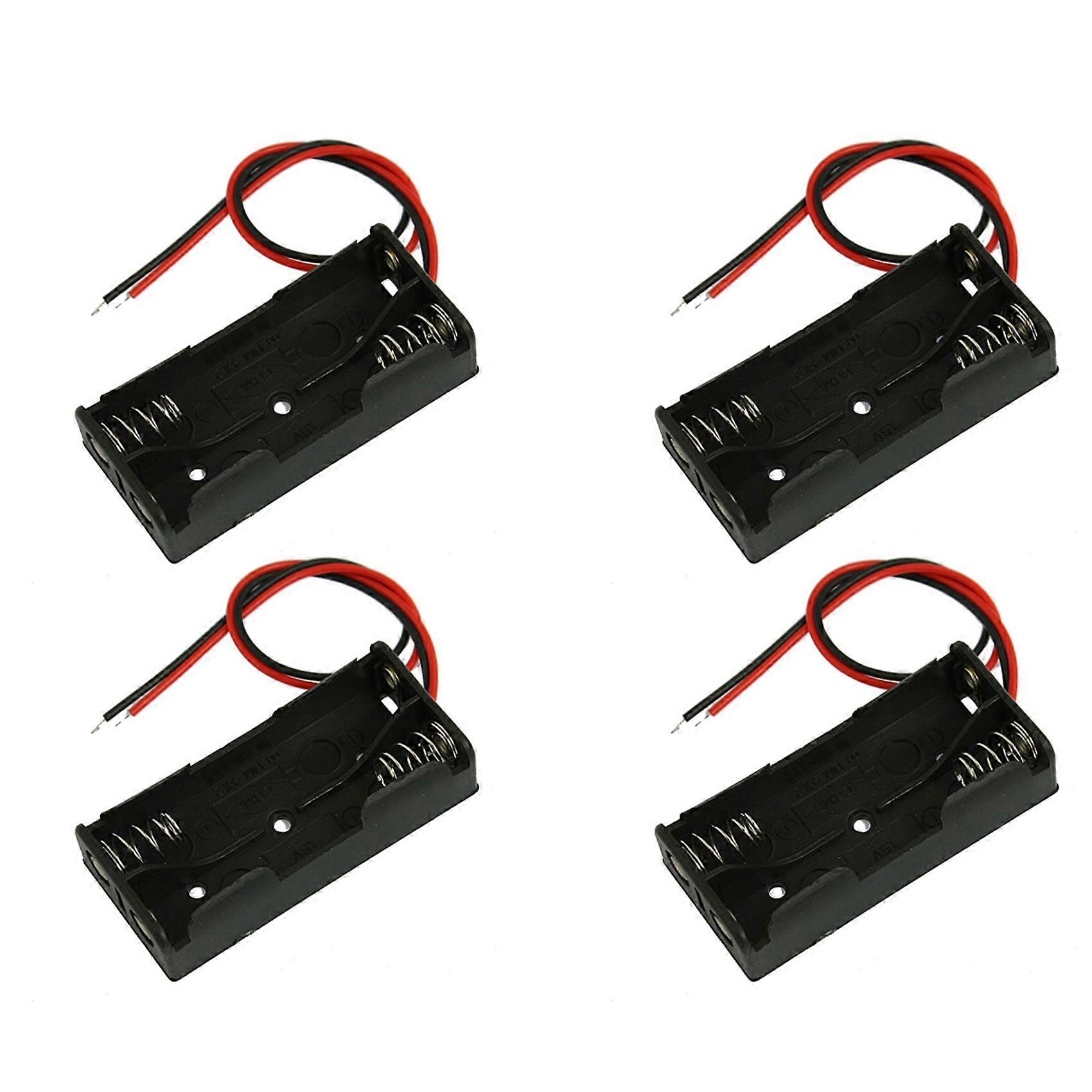 4X Black Plastic Battery Case Holder Wire 2 x 1.5V AAA